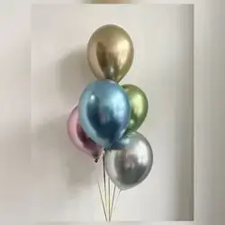 Gold, Blue, Green, Silver & Purple Standard Helium Balloon Group – 5 Balloons