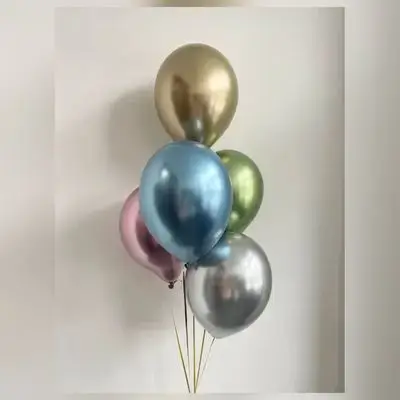 Gold, Blue, Green, Silver & Purple Standard Helium Balloon Group – 5 Balloons