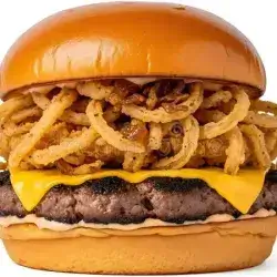 Meat Burger With Crispy Onion Rings