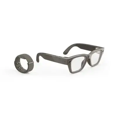 Meta - Ray-Ban Display & Neural Band | AI glasses with in-lens display - Shiny frame, large - band size 2 - Sand