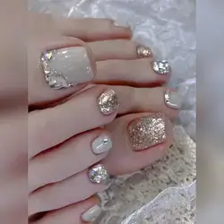 24pcs Short Coffin Shaped Minimalist Style Foot False Nails
