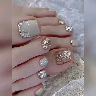 24pcs Short Coffin Shaped Minimalist Style Foot False Nails