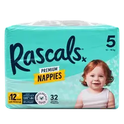 Rascals Premium Baby Tape Diapers Size 5 13-18 Kg 32 Count