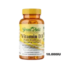 Vitamin D3 10.00IU (225mcg) Maximum Potency 60 Softgels _ Green Field