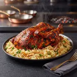 Whole Charcoal Grilled Chicken with Rice