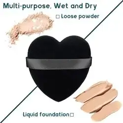 1pc Portable Black Heart Shaped Makeup Powder Puff, Daily Use