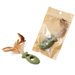 E563 catnip toy with a feathers.