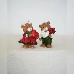Teddy Bear Couple with Flowers