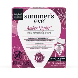Summer's eve Amber Nights Daily Refreshing Cloths 12 indiviually wrapped cloths