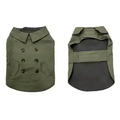 Dog jacket trench coat green S