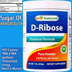 D-Ribose Powder, ATP Production, Intercellular Energy, Heart & Muscle Energy, Recovery, Anti-aging, Workout Enhancement, Antioxidants Defense, D Ribose, 454g D Ribose