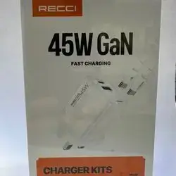 Recci Fast Charging 45W GaN UK- Whith Cable C C 1M