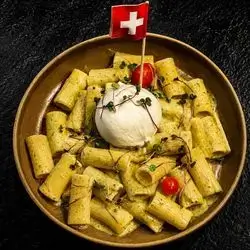 Rigatoni with Burrata and Swiss Cheese