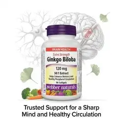 Extra Strength Ginkgo Biloba 120mg webber naturals (90 softgels)