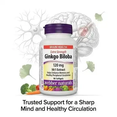 Extra Strength Ginkgo Biloba 120mg webber naturals (90 softgels)