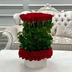 Coordinated Imported Red Rose Bouquet – 99 Flowers