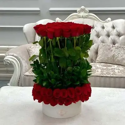 Coordinated Imported Red Rose Bouquet – 99 Flowers