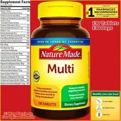 Multivitamin with Iron, Multivitamin for Women & Men, Daily Nutritional Support, Multi Vitamins for Adults, 130 Tablets Multivitamin, 130 Day Supply Multivitamin 
