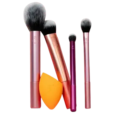 Everyday Essentials Set Brushes Face + Eye + Cheek 5 Pcs _ REAL TECHNIQUES