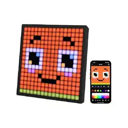 REYLAX Retro Pixel Art Frame: 16x16 RGB LED Smart Clock & Digital Display