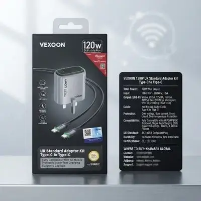 VEXOON PD Charger With Cable Type-C To Type-C 120W (IPHONE)