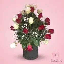 Box Flower-White&Red