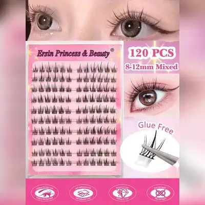 120pcs Self-Adhesive Fluffy False Eyelash Clusters, 8-12mm Mixed Length