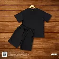ESSENTIALS T-SHIRT WITH SHORT SET BLACK MEDIUM