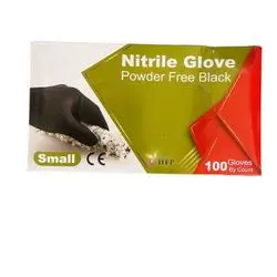 hfp nitrile gloves powder free black size small 100 gloves