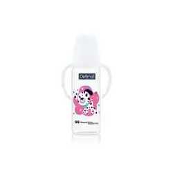 Narrow Neck Feeding Bottle 240ml (+6) with Handle - White