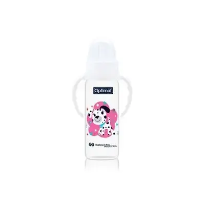 Narrow Neck Feeding Bottle 240ml (+6) with Handle - White