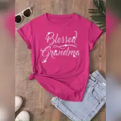 Bless Grandma letter print t-shirt, short sleeve - Small
