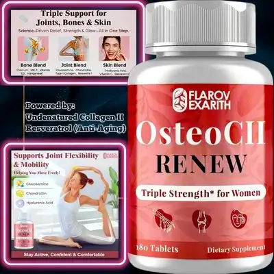 Osteo Joint and Beauty Supplements, Advanced Joint, Bone & Skin & Hair & Anti-Aging Formula, Collagen, Glucosamine, Chondroitin, Calcium, MK-7, Vitamin D3, Hyaluronic Acid, Undenatured type Collagen, Resveratrol, Glucosamine , 180 Tabs