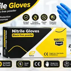 Nitrile Gloves Black-free powder Small
