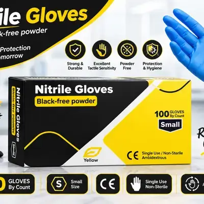 Nitrile Gloves Black-free powder Small