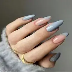 24pcs Almond Shaped Natural & Purple French Style Fake Nails
