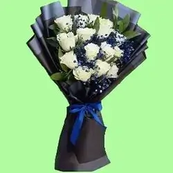 White & Blue Rose Bouquet