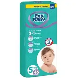 Evy Baby Diapers size 5 - From (11-25 Kg) - 46 Pieces