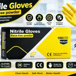 Nitrile Gloves Black- Free Powder Medium