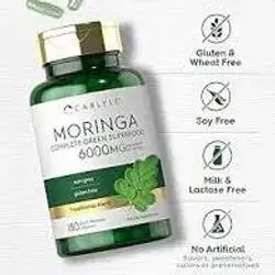 Carlyle Moringa Oleifera | 180 Capsules | Non-GMO and Gluten Free Supplement | Complete Green Superfood | from Moringa Leaf Powder