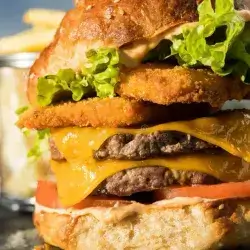 Double Meat Burger With Double Chicken