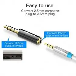 VENTION 3.5mm To 2.5mm Audio Adapter 3.5mm TRRS Male To 2.5mm Female 2.1 Stereo Jack Converter High Quality Audio Support Microphone Voice Call