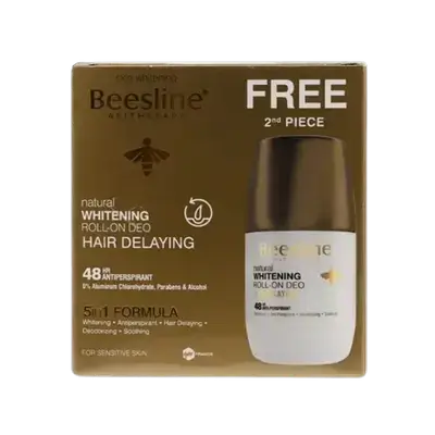 Natural Whitening Roll-On Deo Hair Delaying 48HR (1) 50ml + (1) 50ml Free _ Beesline