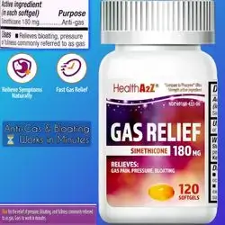 Gas Relief, Simethicone 180mg, Fast Acting Gas Relief, Bloating, Pressure, Stomach Discomfort, Anti Flatulence, Anti Gas, 120 Softgels Simethicone