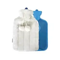 Rubber Hot Water Bag (with Thick Plush Cover) (White)
