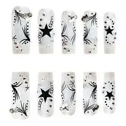 24pcs Press on Nails Black Pentagram Transparent Fake Nails Ultra-flexible Lasting Comfort Fake Nails 