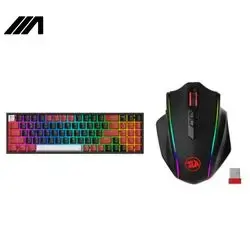 Redragon K628 Pollux 75% Wired RGB Gaming Keyboard, 78 Keys Hot-Swappable Compact Mechanical Keyboard w/100% Hot-Swap Socket, Free-Mod Plate Mounted PCB & Dedicated Arrow Keys and Numpad, Red Switch + Redragon M686 VAMPIRE ELITE Wireless Gaming Mouse, 16000 DPI Wired/Wireless Gamer Mouse with Professional Sensor