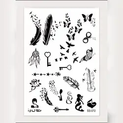 STARTTOOS Black Creative Y2K Style Small Pattern Temporary Tattoo Sticker For Finger, Ear, Shoulder, Neck, Collarbone Area