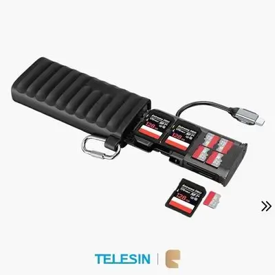 TELESIN High-Speed USB-C SD Card Reader + Storage 312MB/s - Black