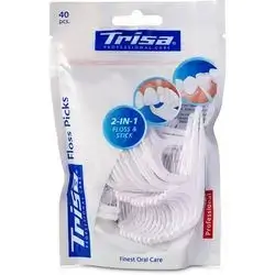 Trisa Floss Picks combine floss and a toothpick for easy, effective cleaning between teeth, promoting oral hygiene on the go.